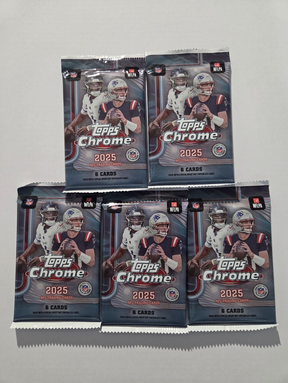 Topps Chrome 2025 NFL Football Cards Packs (5) - Sealed